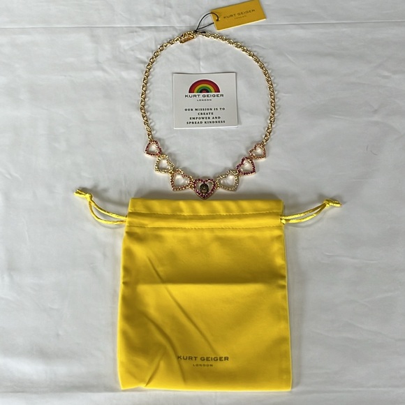 Kurt Geiger London Eagle Heart Crystal Necklace gold Romantic NEW - Picture 4 of 11